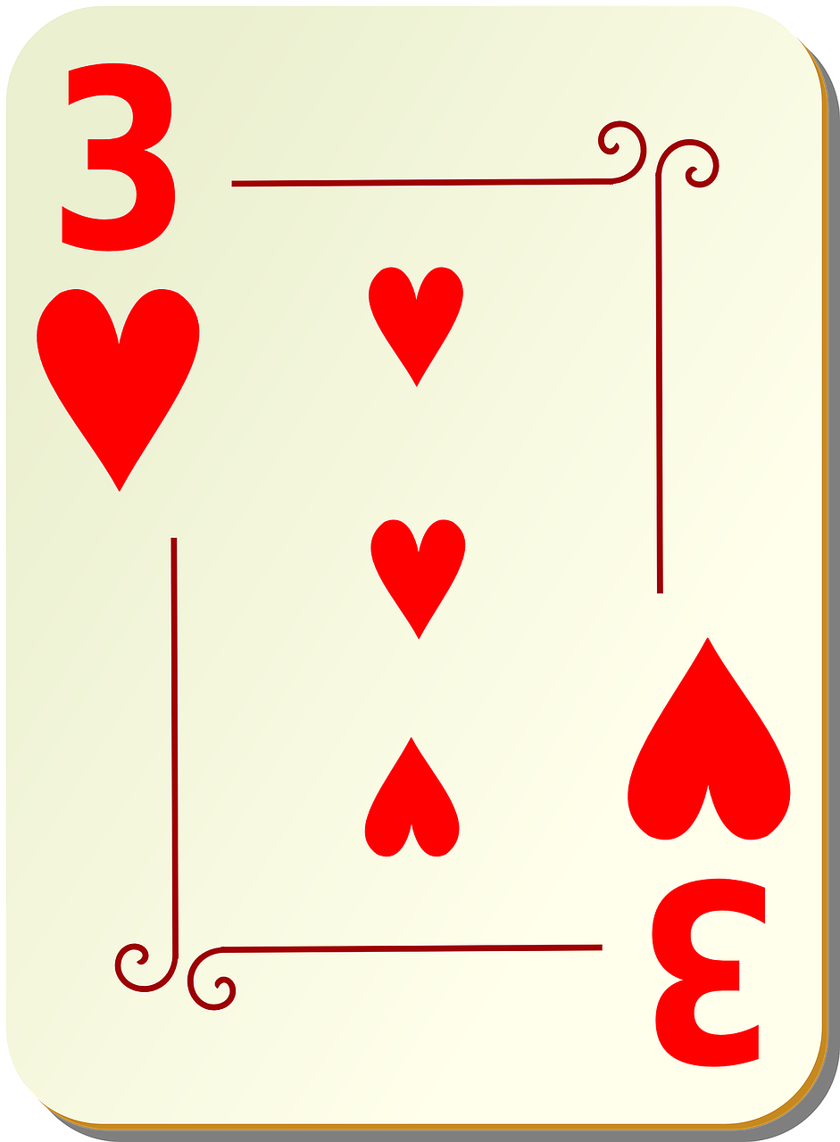 3 of Hearts Card Illustration