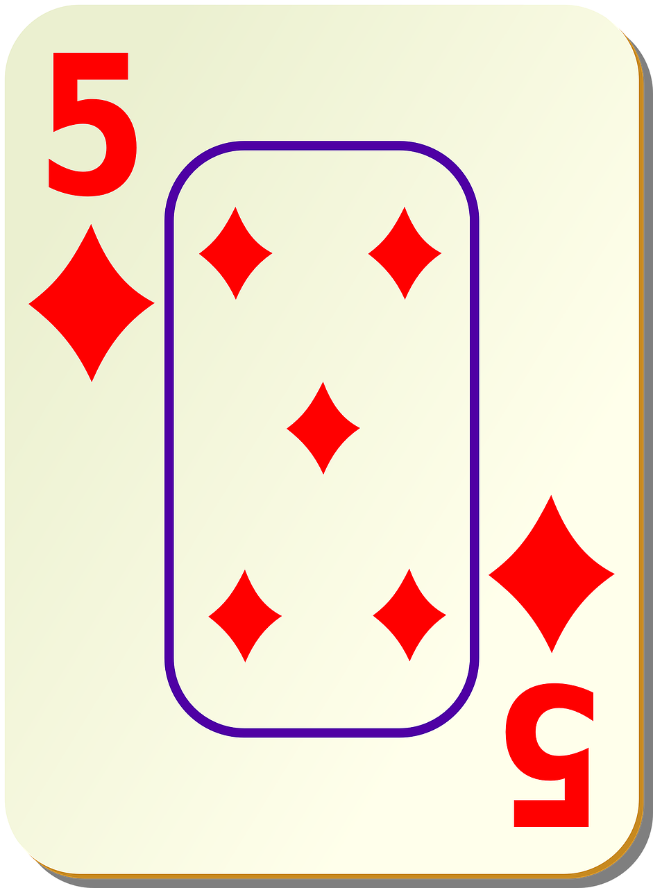 Five of Diamonds card illustration