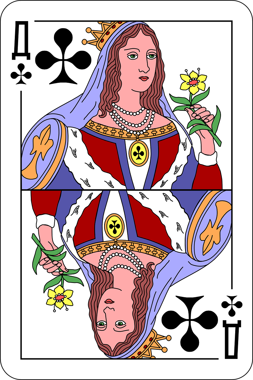 Queen of Clubs Card Illustration